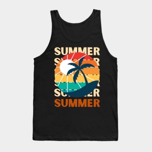 Hello summer sunset Beach summertime Adventure travel lover palm tree sun Tank Top